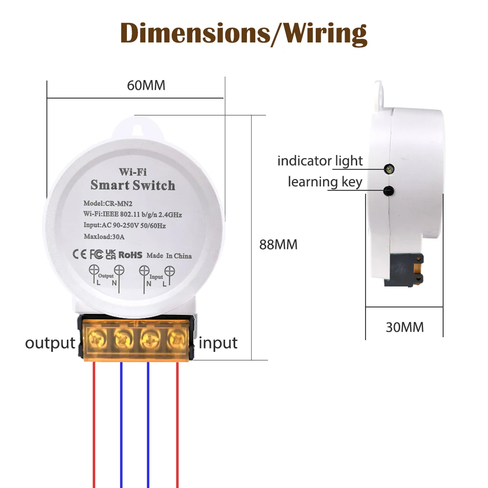 ZigBee WiFi Power Monitor Switch 30A High Power AC90-250V Tuya Smart Life App Works with Alexa Google Assistant Voice