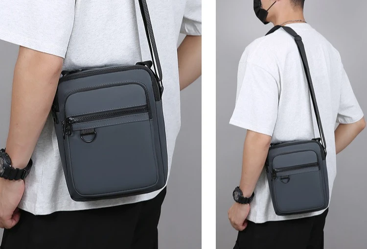 Herren-Umhängetasche, wasserdichte und strapazierfähige Geldbörse, modische Rucksacktasche mit mehreren Reißverschlüssen, Business-Reisetasche. – Detail 19