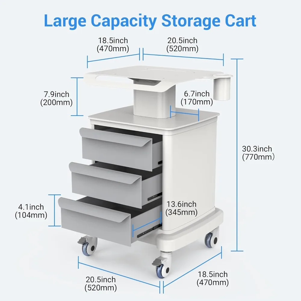 عربات طبية بعجلات، عربة الموجات فوق الصوتية المتنقلة، عربات الأسنان المتدحرجة مع الأدراج، عربة ترولي احترافية مع صواني