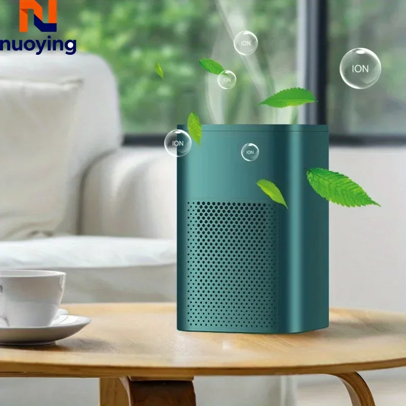 Purificador de Aire Portátil de Escritorio con Filtro HEPA de Carbón Activado, Eliminador de Humo y Olores, Color Verde para Oficina