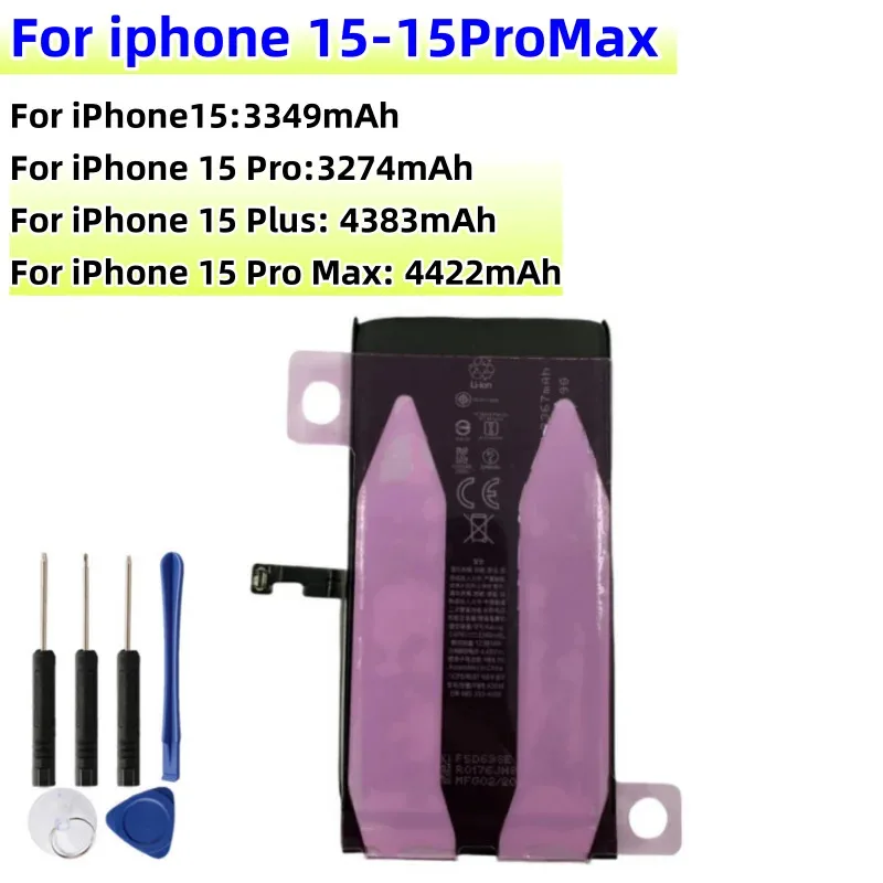 

High-quality Rechargeable For Apple iPhone 15 /15 Plus /15 Pro/ 15 Pro Max Battery iphone with Tools Repair Parts