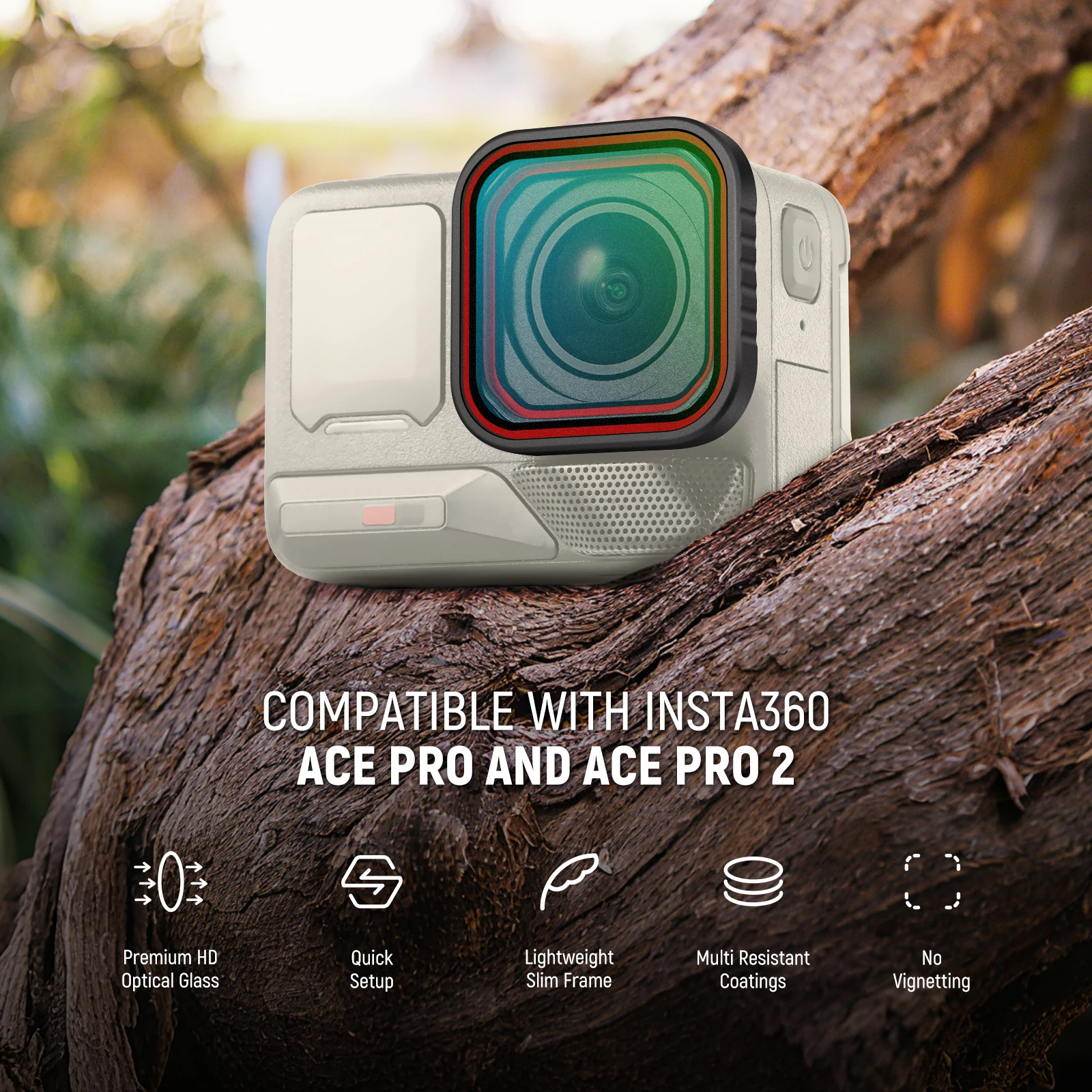 Filtr dyfuzyjny NEEWER 1/4 Black Mist kompatybilny z Insta360 Ace Pro / Pro 2, filtr obiektywu kamery sportowej z szkła optycznego HD — zdjęcie produktu 3