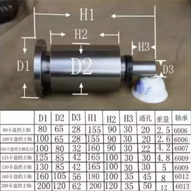 High Quality NEW 100/125/Lathe Spindle Large Hole Lathe Spindle High-strength Lathe Head Assembly With Flange Accessories