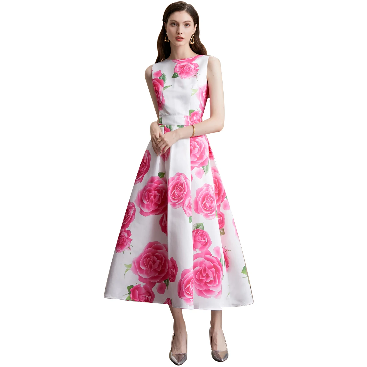 กระโปรงยาวทรงเอ พิมพ์ลายดอกไม้ ทรงเอวสูง สำหรับผู้หญิง เหมาะสำหรับงานวันเกิด งานปาร์ตี้ หรือใส่เดินเล่น