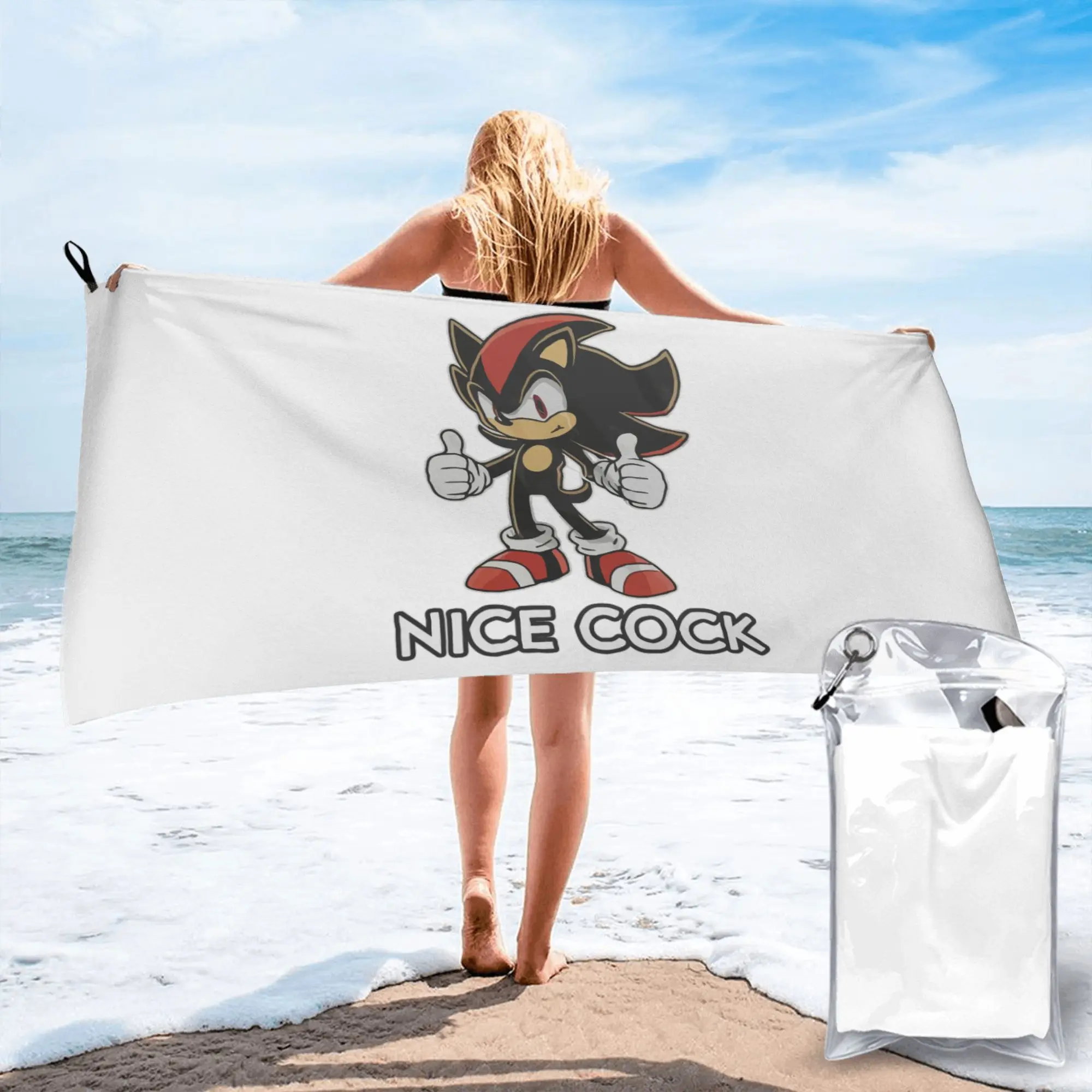 Image of Cock Shadow The Hedgehog Meme Strandtuch, weiches Mikrofaser-Schnelltrockentuch, saugfähiges Schnelltuch für Yoga