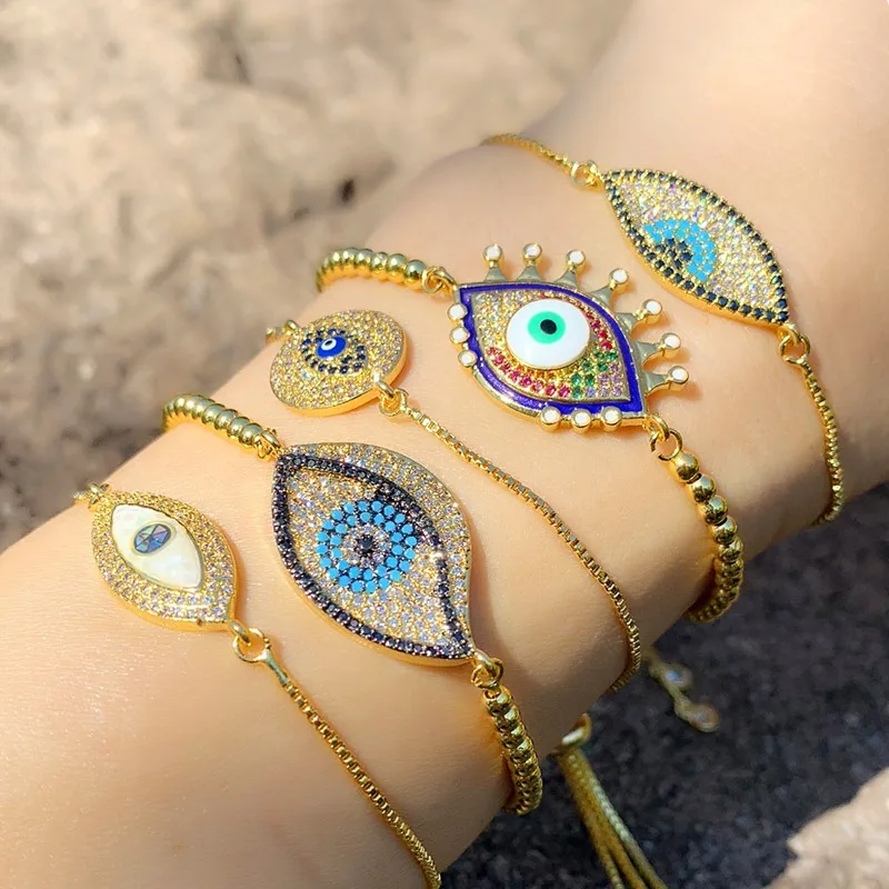 

European and American Personalized Oil-dripping Devil's Eye Women's Bracelets Multiple Cold Style Bracelets Blue Eye Jewelry Fr