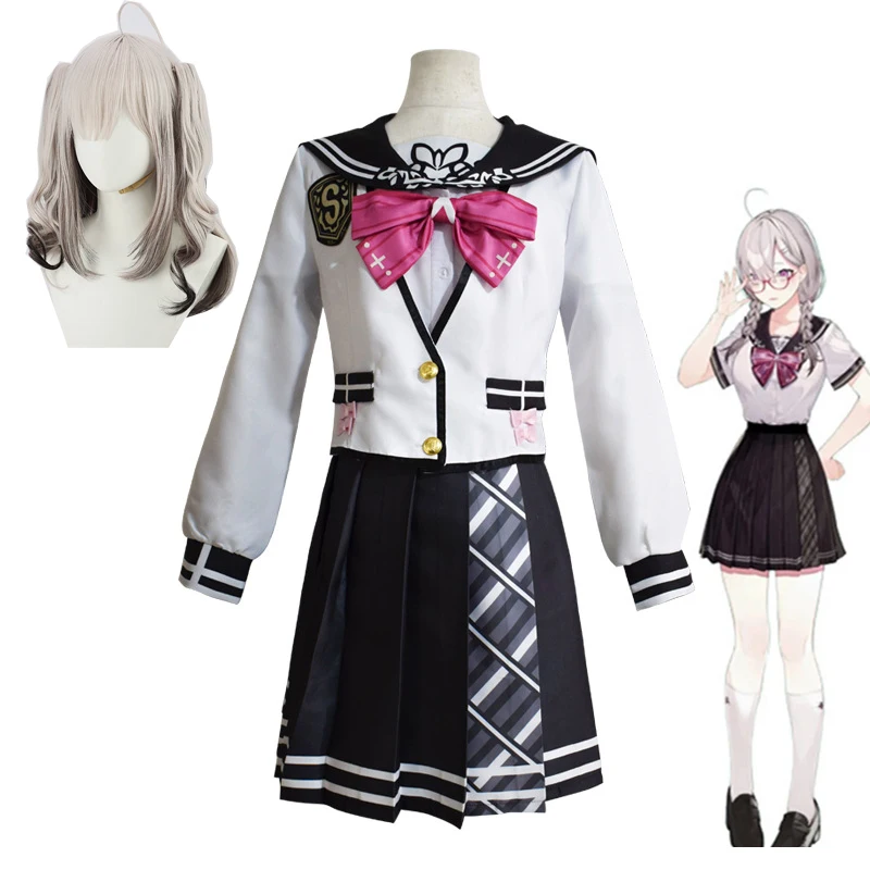 

Anime Vtuber Sukoya Kana Cosplay Costume Daily ClothesWigs JK Uniform Pleated Skirt Girls Autumn Jacket Halloween Party Outfits