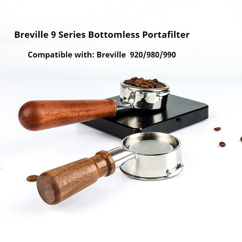 58mm Coffee Bottomless Portafilter For Breville BES920/980/990 Replacement Filter Basket Espresso Machine Handle Barista Tool