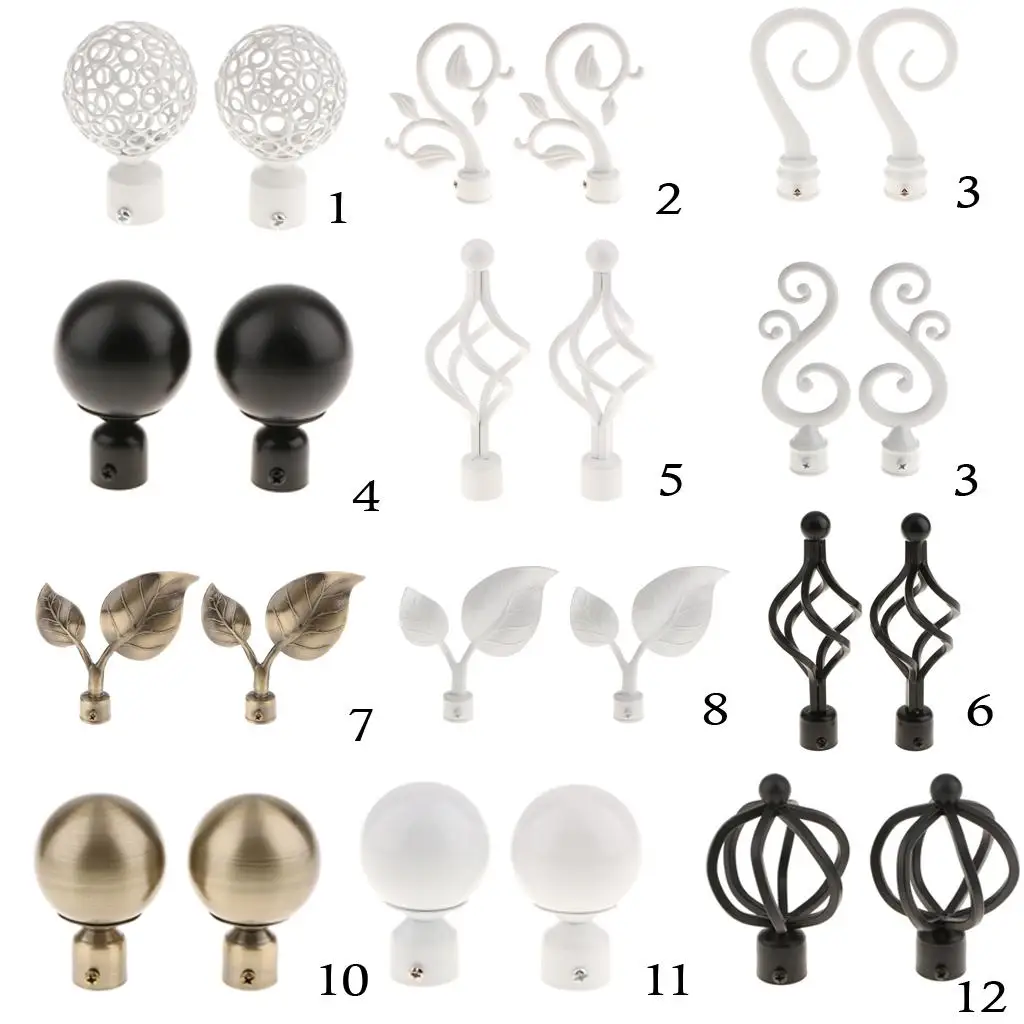 Extendable Curtain Pole Bracket Iron Support Adjustable Rod End Caps for Window Home Decor