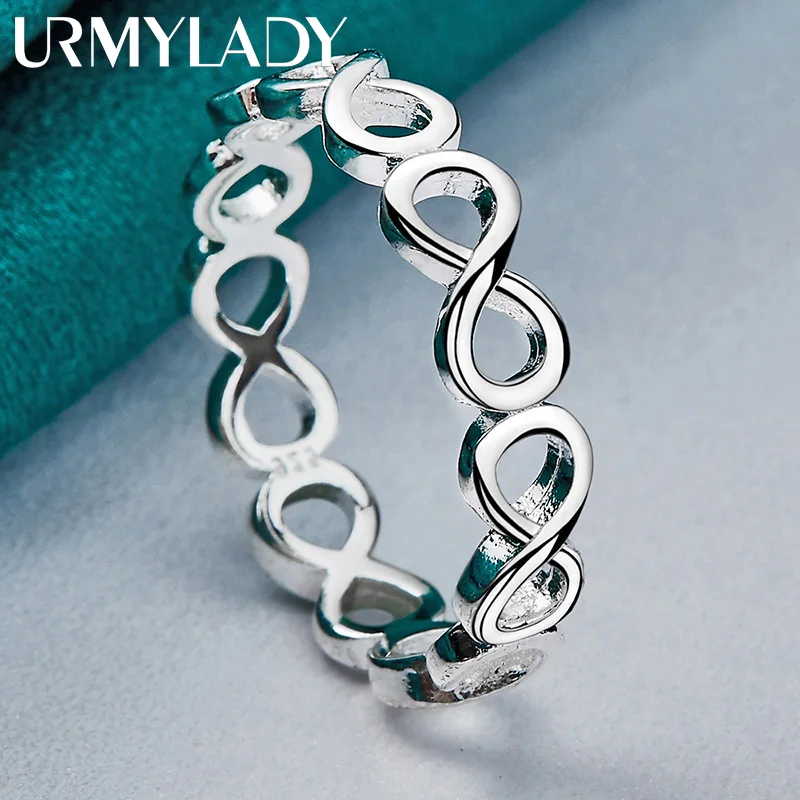 URMYLADY 925 Sterling Silver Cross Infinity 7-10# Ring For Women Wedding Charm Engagement Fashion Jewelry