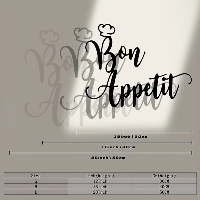 1pc Bon Appetit Metal Wall Art Kitchen Bar Restaurant Decor Iron Wall Sign