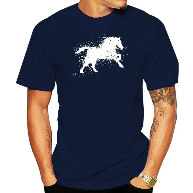 Men Summer Tops Casuals Shirts Splatter Artistic Runninger Horse T-Shirt Printed Stree Twear Top Tee