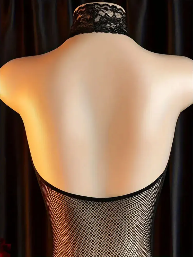 جنسي الملابس الداخلية داخلية Catsuit النساء شفافة Crotchless الملابس الجنسية انظر من خلال جوارب الجسم الساخن المثيرة #4