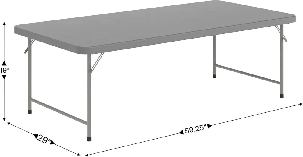 طاولة أنشطة للأطفال شديدة التحمل للفصول الدراسية والمنزل، طاولة بلاستيكية مستطيلة قابلة للطي باللون الرمادي الجرانيت، مقاعد 6 أطفال #3