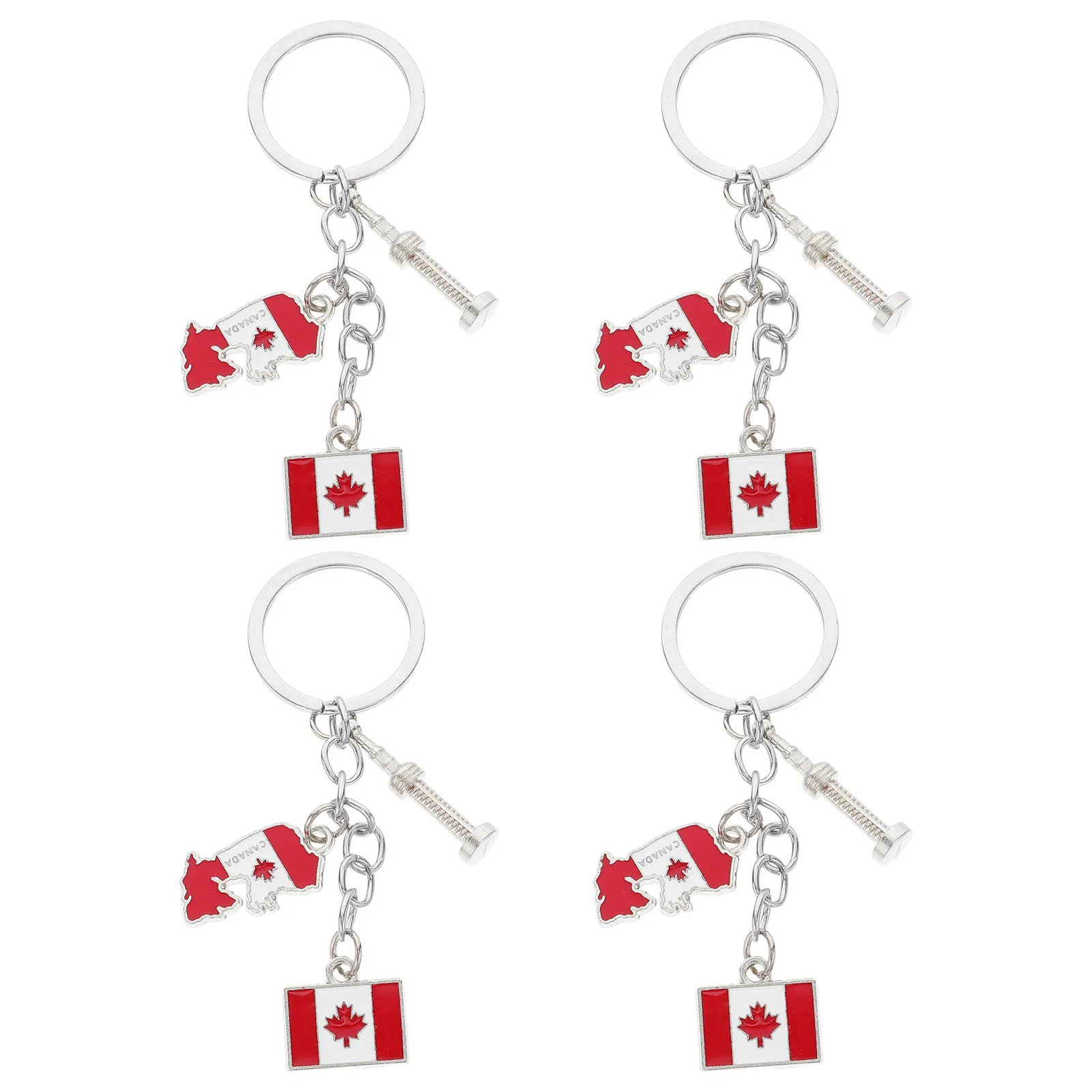 

4 Pcs Maple Leaf Keychain Canadian Flag Accessories Zinc Alloy Canada Day Party Favors Decorative Gifts