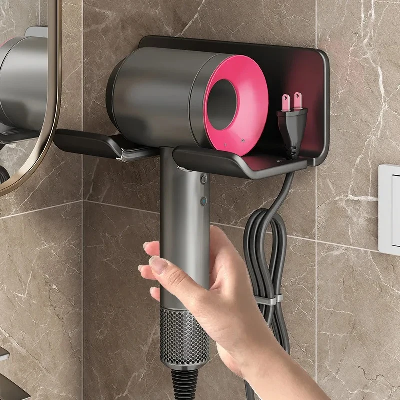 Bathroom Organizer Hair Dryer Straightener Holder Aluminum Alloy Stand Nail Free Shelves for Wall Washroom Storage Rack Shelf