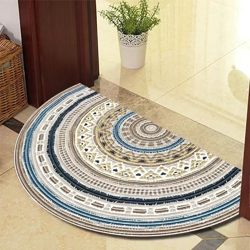 Alfombra Retro Para Puerta, tapete semicircular de estilo europeo para sala de estar, interior, entrada, decoración del hogar