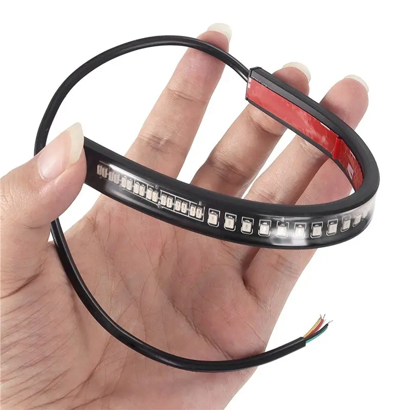2X Universal Led Light Strip Tail Brake Stop Turn Signal 48LED 7.68 Inch Flexible Led Light For Motorcycle