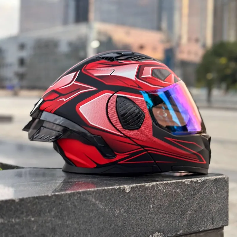 Motorcycle Helmet Double Lens DOT Four-season Universal Men's Women's Small Helmet Large Tail Riding Helmet Capacetes De Moto