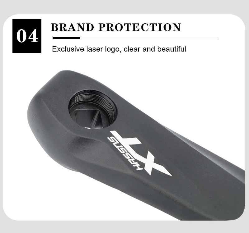 HASSNS Mountainbike-Kurbelgarnitur mit quadratischem Schaft und positiv-negativem Zahnprofil, 104 BCD, Einzelkettenblatt für Upgrades – Detail 9