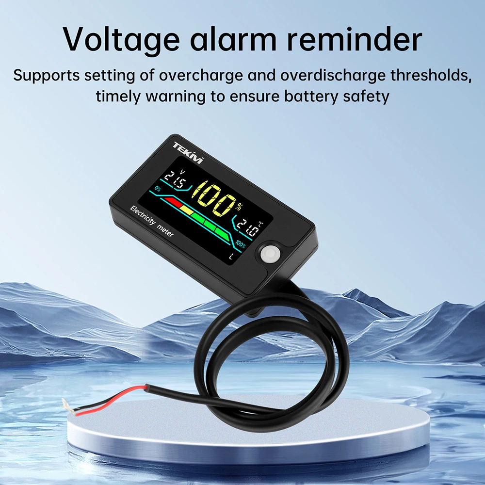 DC 8-100V LCD Digital Voltage and Electricity Indicator Universal for Ternary/Lithium Iron/Acid Battery with Temperature Display
