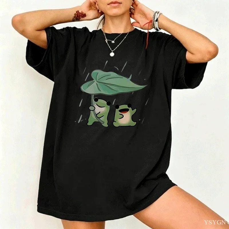 Frog Cute T Shirt Funny Frogs Rain Love Tshirt Men Women Romence T-shirt Casual Cotton Short Sleeve T Shirts Streetwear