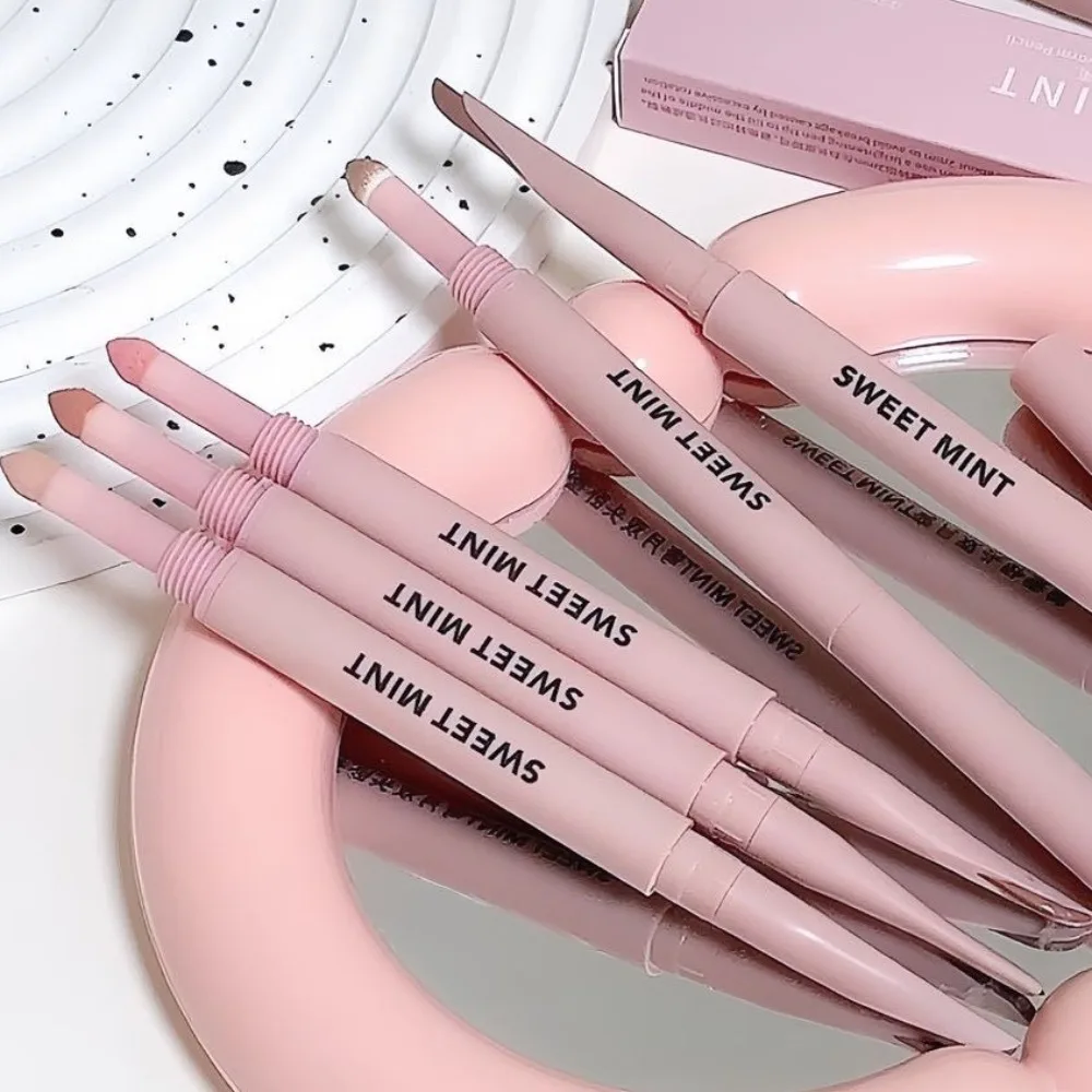 Изогнутая гелевая подводка для глаз 2 в 1, матовая мерцающая с губкой, подводка для глаз с двойной головкой, карандаш, глянцевая пудра, осветляющий крем