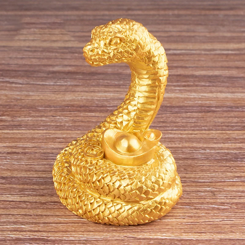 2025 Year Of The Snake Figurine Simulation Snakes Ornaments Animal Resin Statue Chinese Style Tabletop Lucky