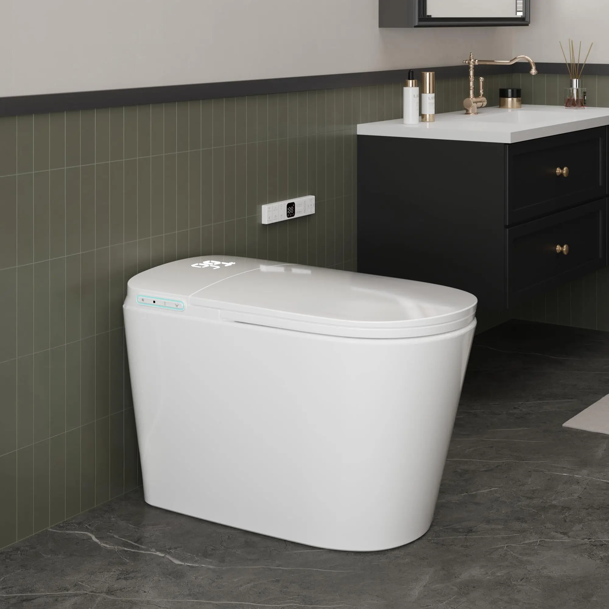Luxury Smart Bidet Toilet with Tank Foam Shield Auto Flush/Lid & Seat