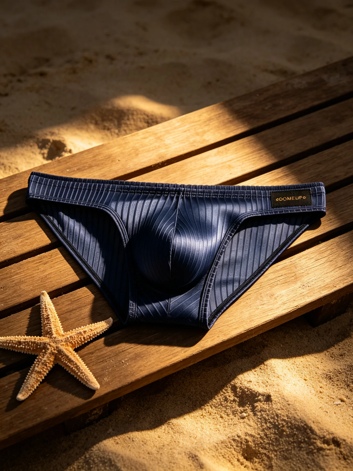 Calzoncillos para hombre con diseño de rayas verticales, tejido brillante, bolsa con forma de U, cintura baja, cintura elástica, ropa interior masculina transpirable, modelo DP922.
