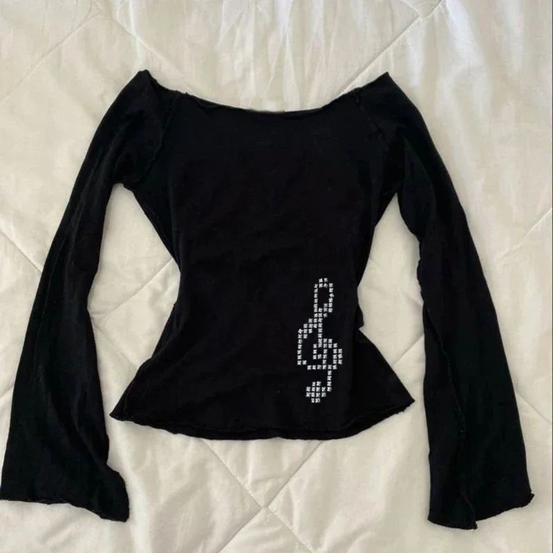 Harajuku cut top fashionable hot brick printed T-shirt pattern T-shirt y2k women's street fashion emo girl