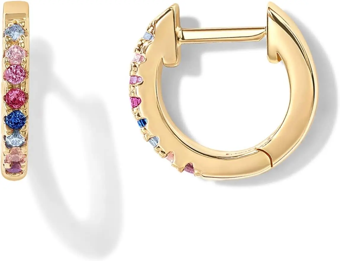 Pavoi 14K Gold Plated 925 Sterling Silver Post Huggies | Cubic Zirconia Huggie …