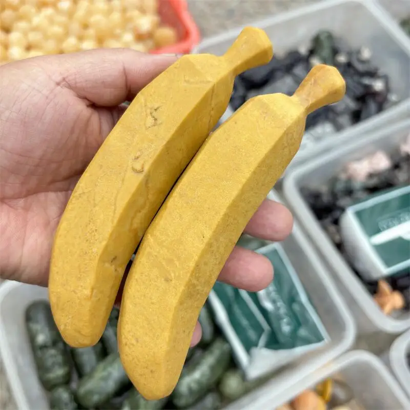 Natural Yellow Quartz Banana Carving Statue Crafts Animal Polished Healing Figurine Home Ornament Gift 1PCS