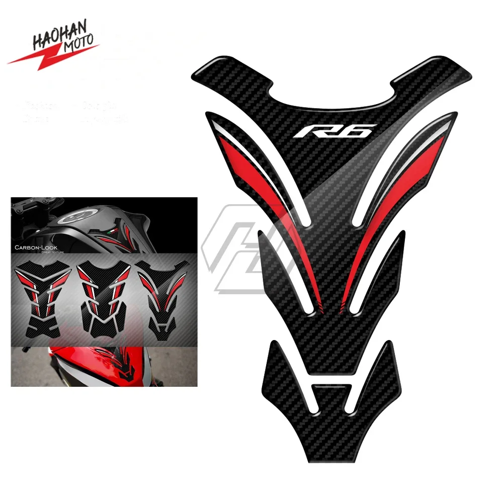For Yamaha YZF-R6 R6 All Year 3D Carbon-look Motorcycle Tank Pad Protector Sticker