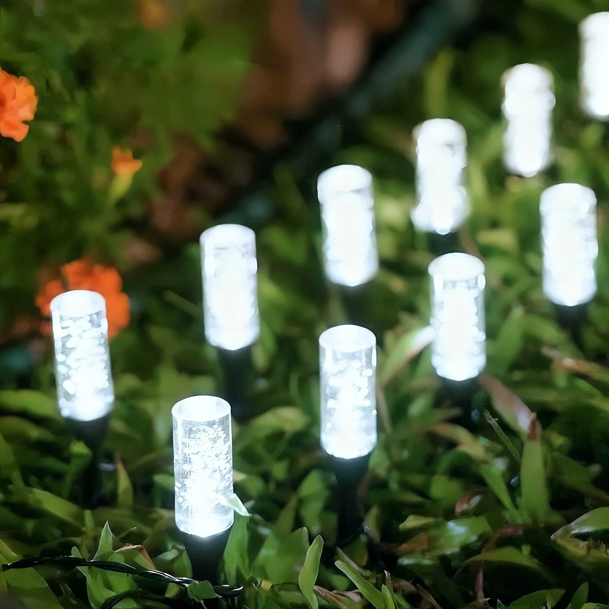 Solar Cracked Glass Pathway Lights LED Outdoor Waterproof 6 Solar Cracked Glass Pathway Lights LED Outdoor Waterproof