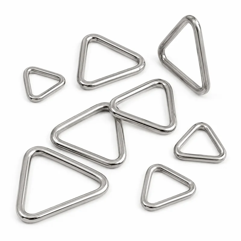 10Pcs 3-5x15-50mm 304 Stainless Steel Triangle Ring Buckle for Dog Harness Leash Webbing Bag Strap Junction Connector Hardware