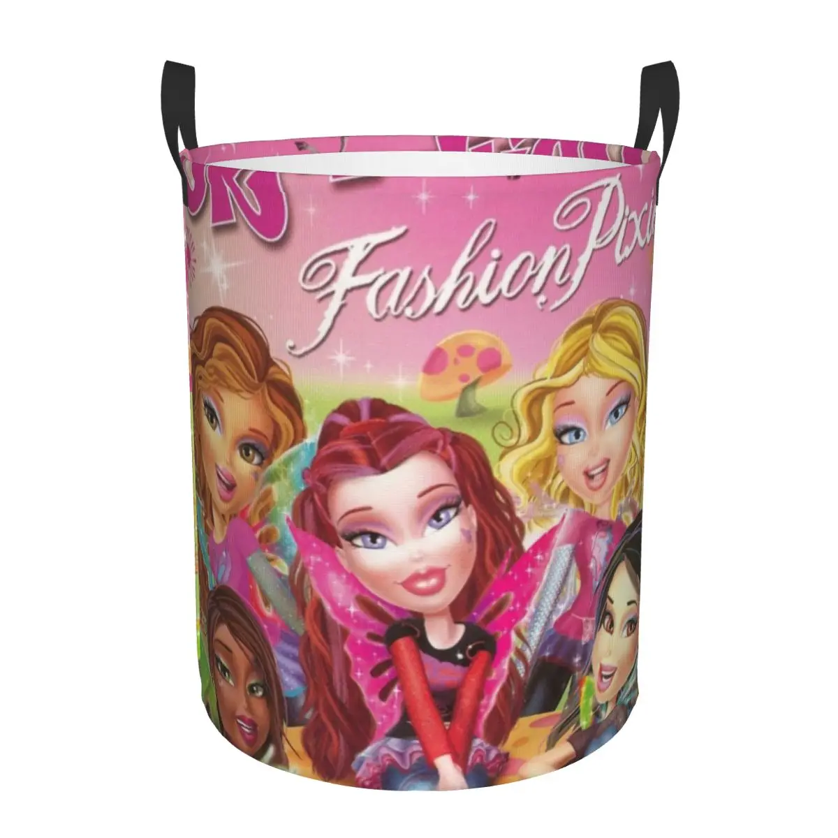 Custom Bratzs Doll Laundry Basket Collapsible Tv Movie Cartoon Clothes Hamper for Nursery Kids Toys Storage Bin