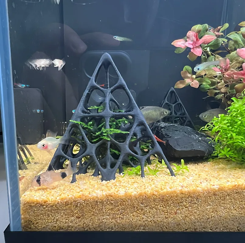 Pyramid Fish Shrimp Hideout 3D Printed Aquarium Cave Hiding Place Moss Guard Shelter Dwarf Shrimp Nano Fish Fish Tank Decor Gift