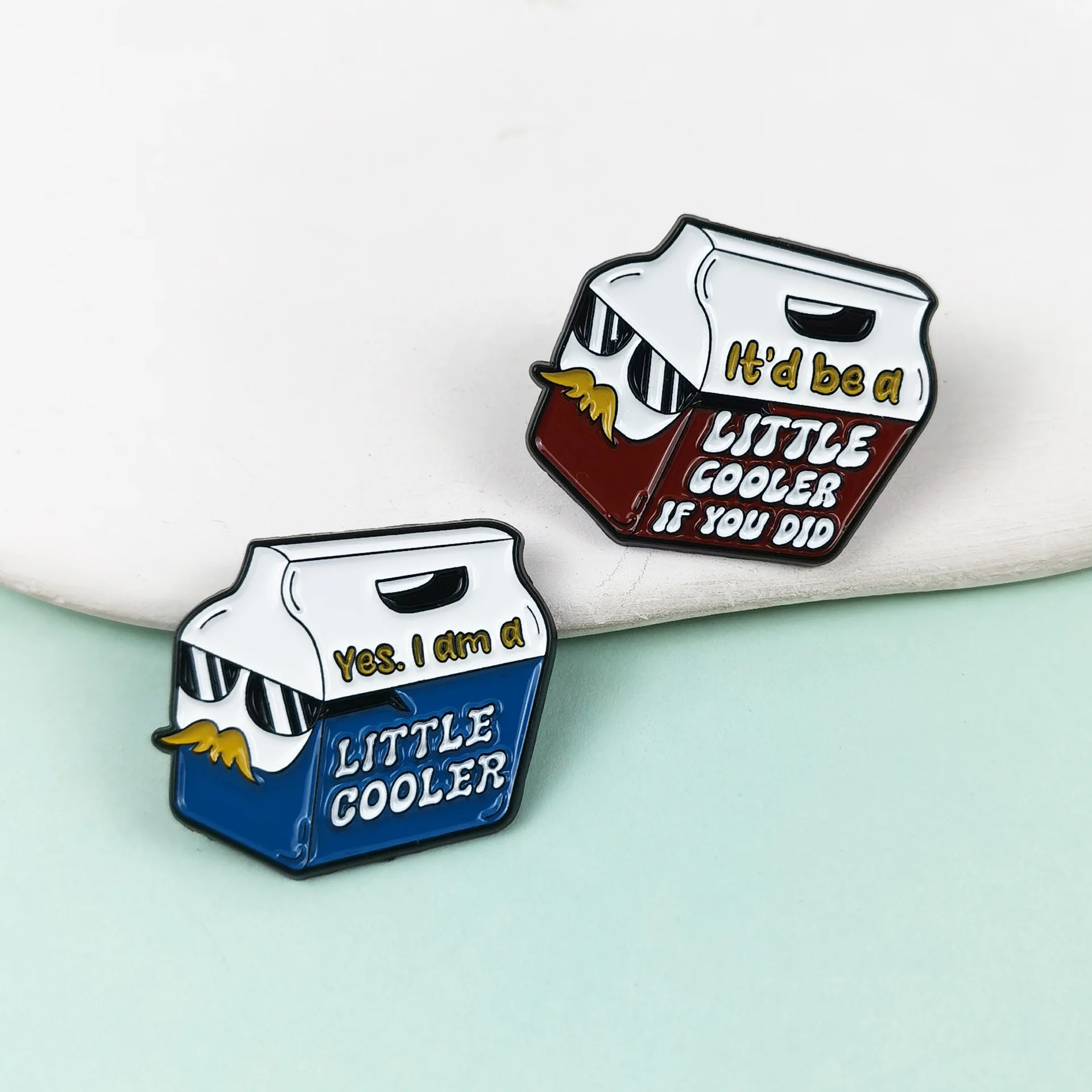 Cartoon sunglasses duck brooch creative personality milk box shape letter short sentence metal badge clothing bag accessories