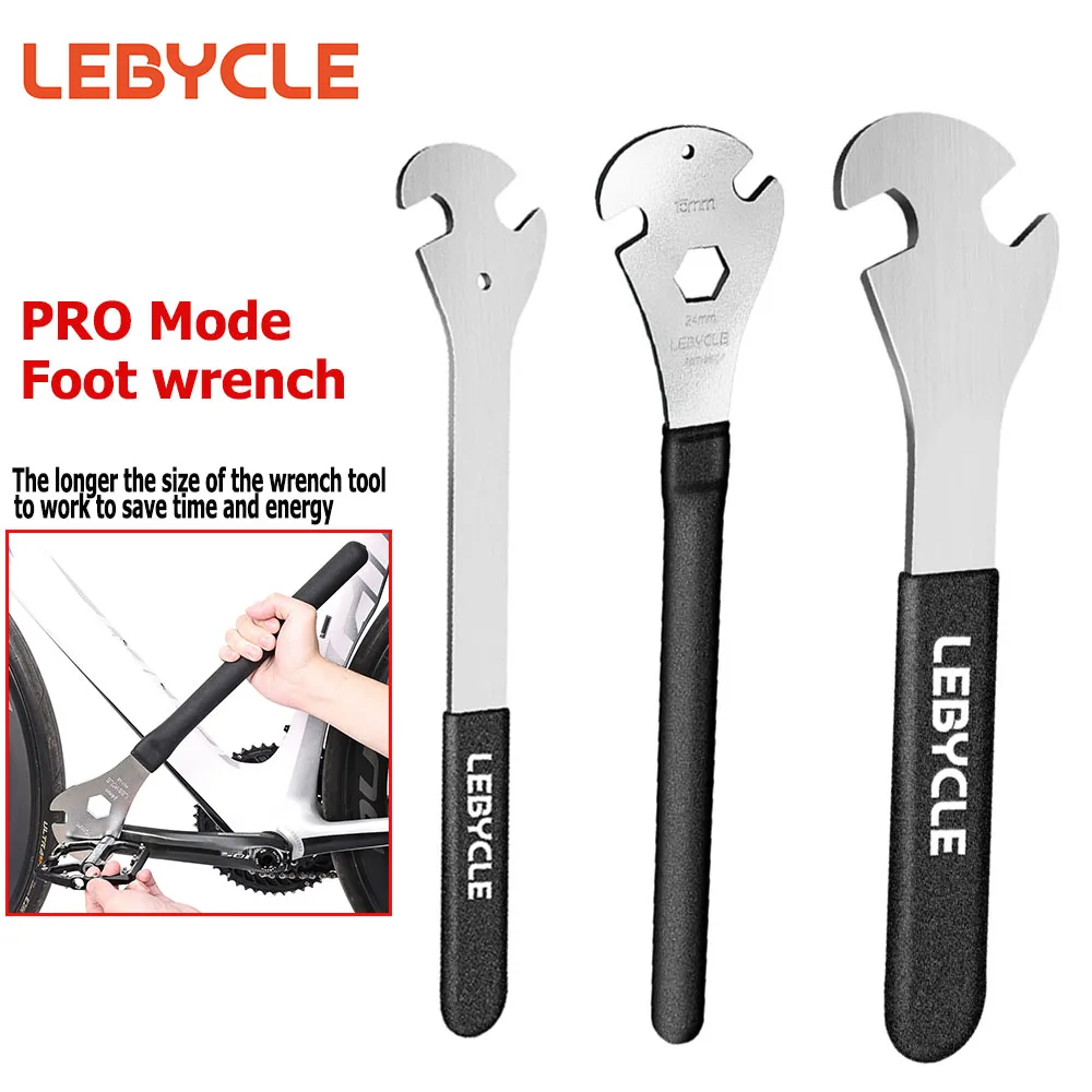 Lebycle Bike Pedal Wrench Extra Long Handle Sturdy Durable Cycling Pedal Spanner Install 15mm Tool Bicycle Accessories