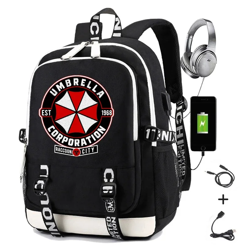 Umbrella Corporation Backpacks for Men Print Raccoon City Back Pack School Student Bags Women Functional Travel Backpack