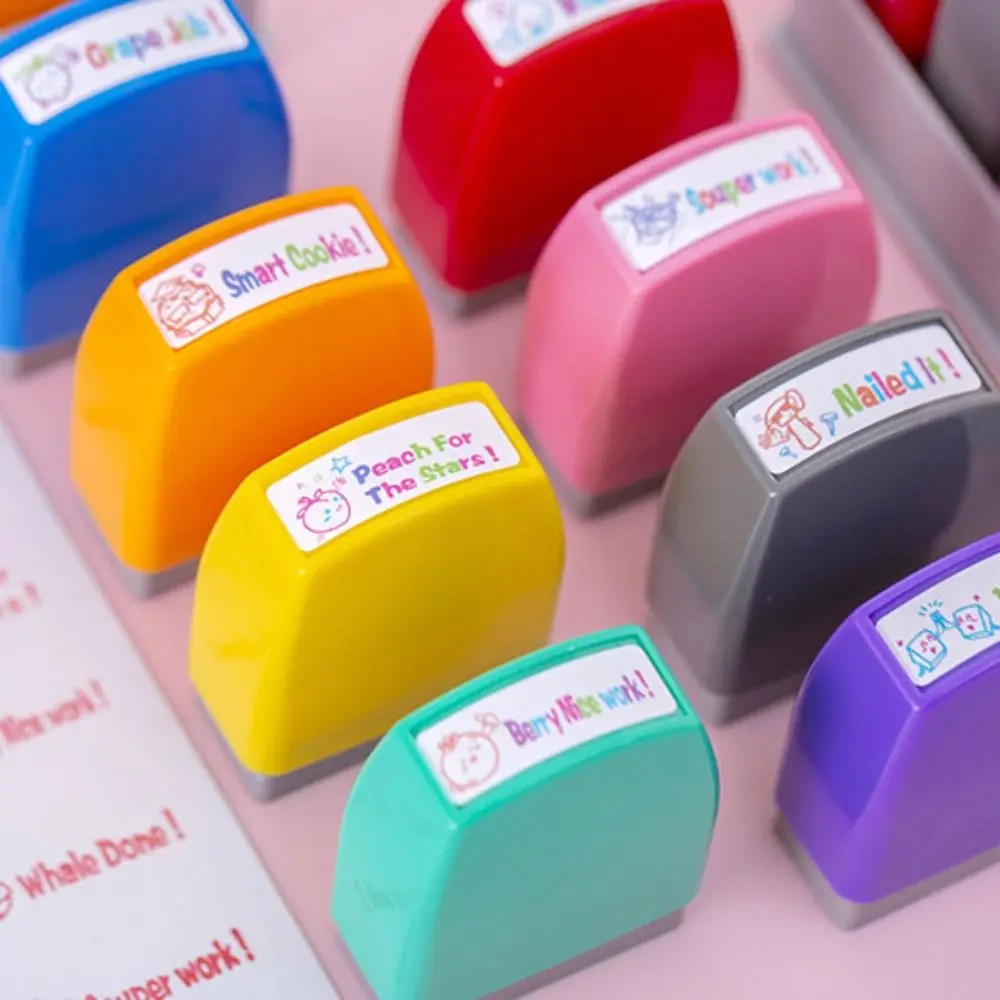 

8pcs/set Homework Correction Teacher Encouraging Stamp Time Saving Commentary Positive Reviews Grading Stamp Self Inking