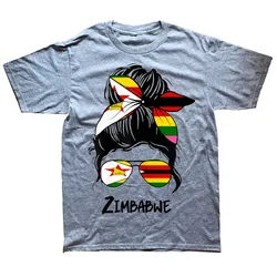 Women T-Shirts Summer Graphic Cotton Streetwear Zimbabwe Zimbabwean Girl Flag Short Sleeve Birthday Gifts T-shirt Mens Clothing