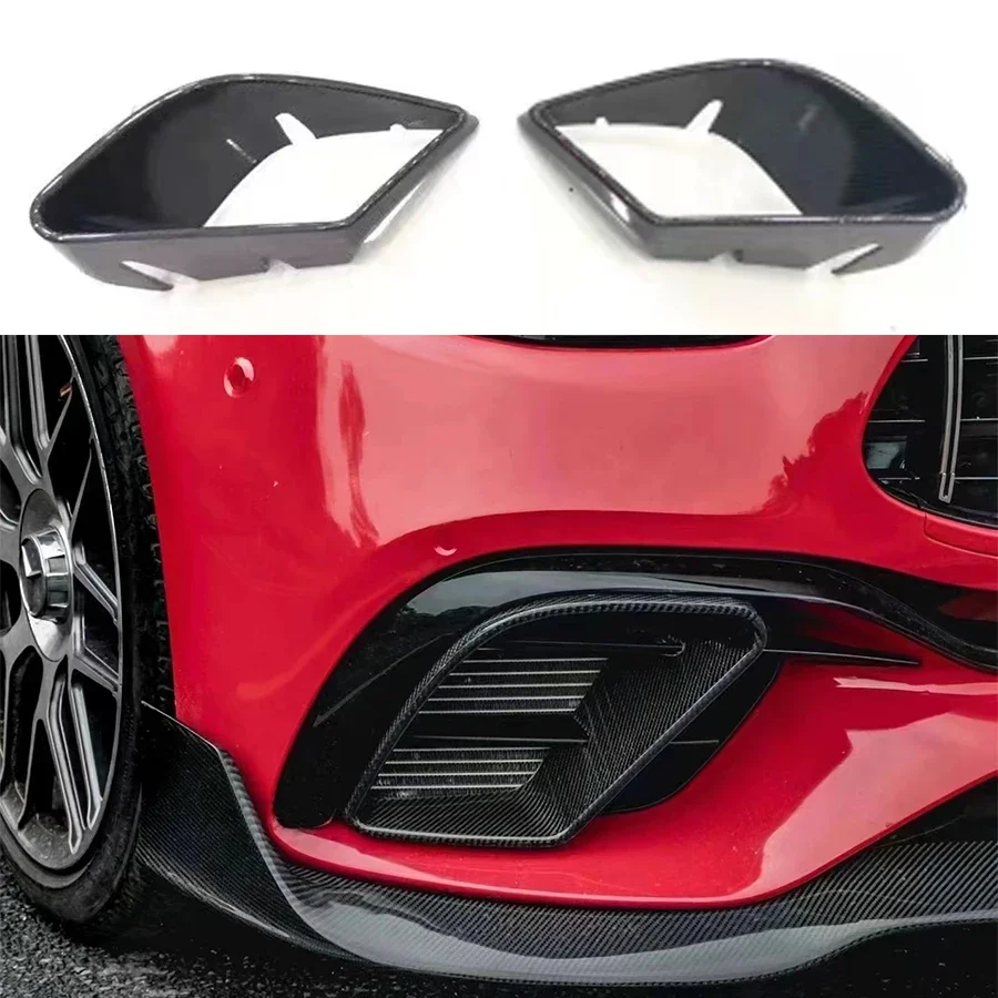 For Mercedes Benz E Class W213 E63 E63S Carbon Fiber Fog lamp frame grill Front Bumper Air Vent Cover Tuyere Car Accessorie