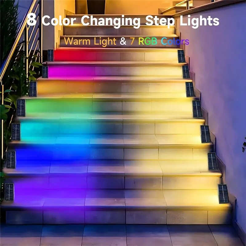AFOURT-4Pack Solar Step Lights For Outside,Solar Stair Lights For Step,Stair,Patio,Yard,Deck,Wall