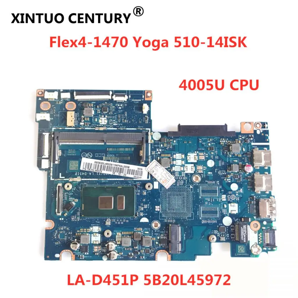 

BIUS1/S2/Y0/Y1 LA-D451P motherboard for Lenovo Yoga 510-14ISK laptop motherboard 5B20L45972 4005U CPU DDR3 100% test work