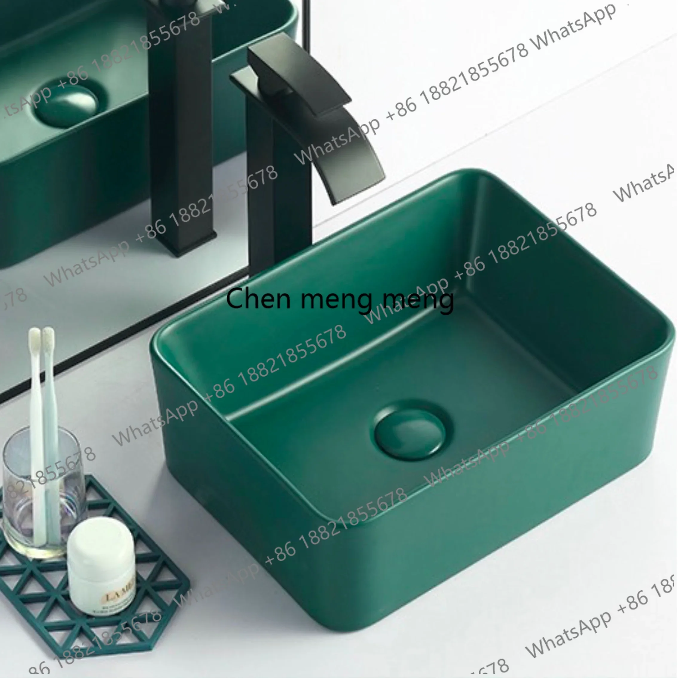 

Скидка Скандинавская столешница, темно-зеленая матовая керамическая раковина, ванная комната, балкон, креативная раковина для умывальника