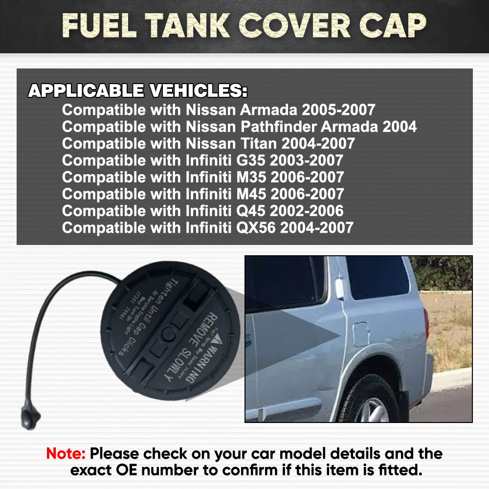 

1 шт. 17251-AR201 черная крышка топливного бака для Nissan Armada 2005 2006 2007, крышка топливного бака, автомобильные аксессуары