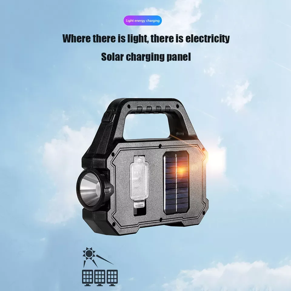 Imagem -05 - Super Brilhante Solar Led Lanterna de Acampamento com Cob Luzes de Trabalho Usb Recarregável Handheld Modos Solar Alimentado Lanternas Novo