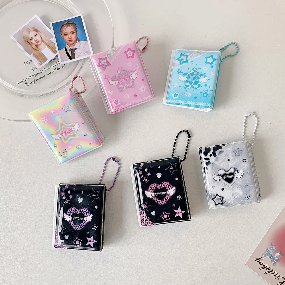 Mini Crown Love Heart เกาหลี Photocard ผู้ถือ PVC การ์ดพวงกุญแจจี้ Idol การ์ด Protector แขวนตกแต่ง